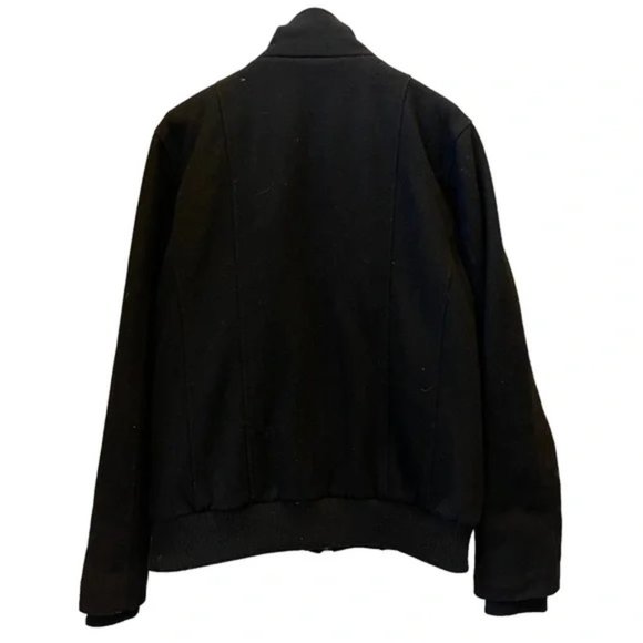 G by Guess Black Wool Bland Winter Bomber Jacket Size: M - Picture 2 of 6